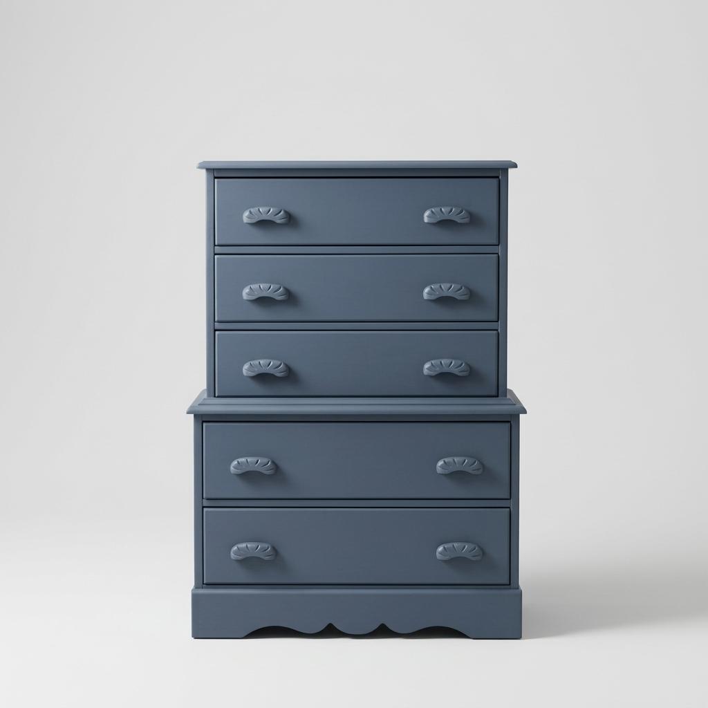 Navy Blue Solid Wood Chest