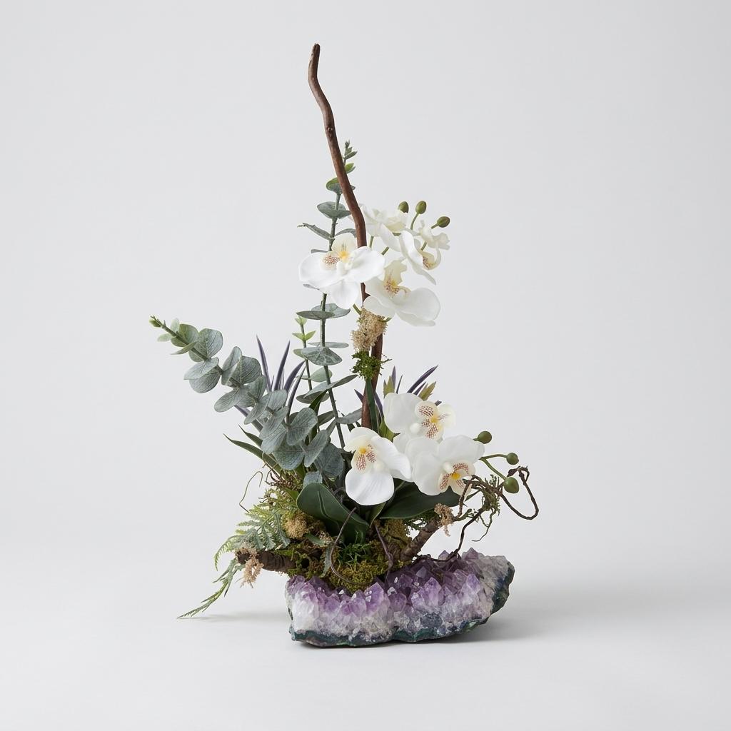 SoulFire White Orchid Amethyst Sculpture