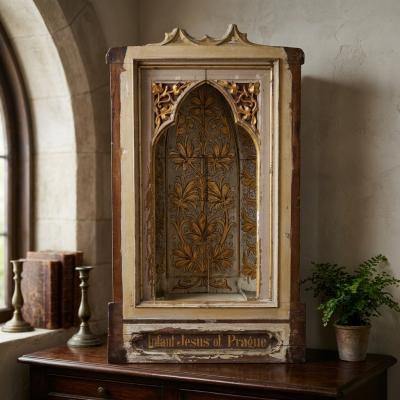 Antique Gothic Devotional Shrine Niche
