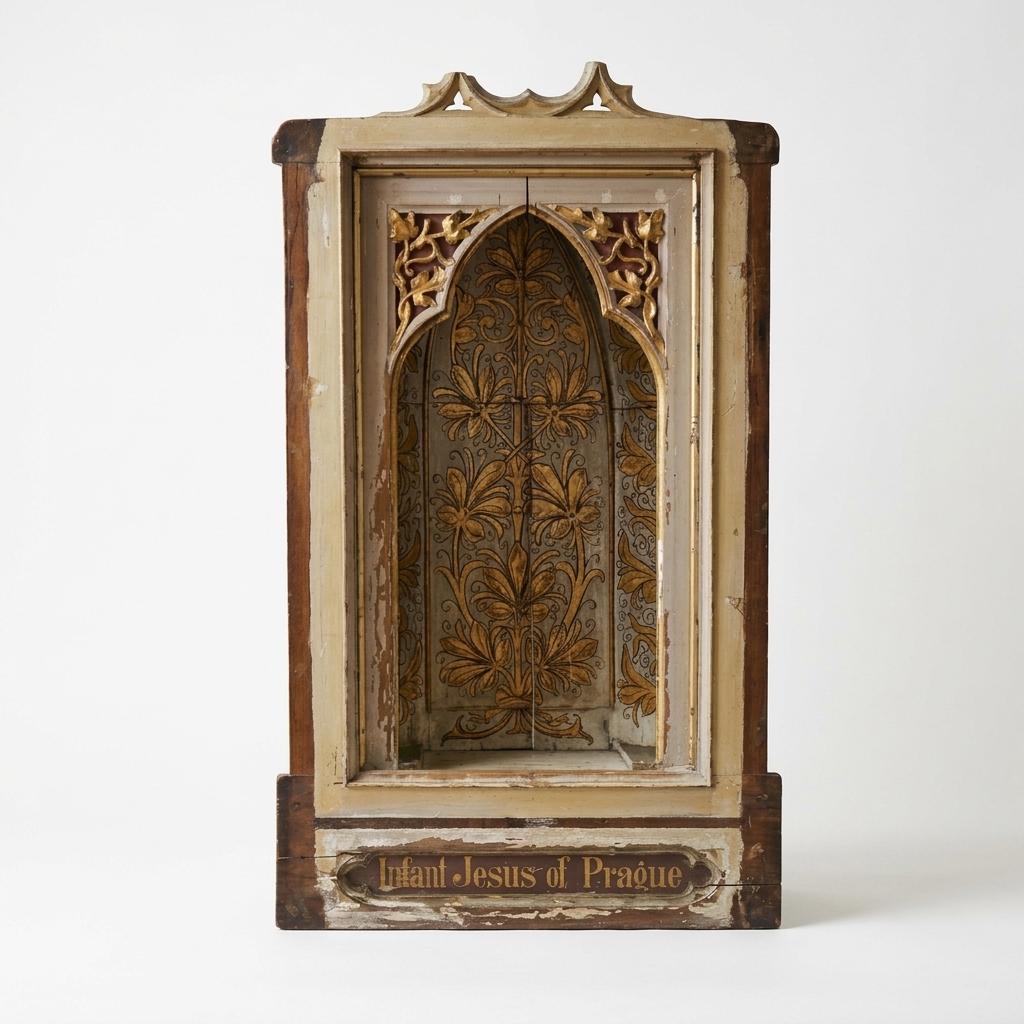 Antique Gothic Devotional Shrine Niche