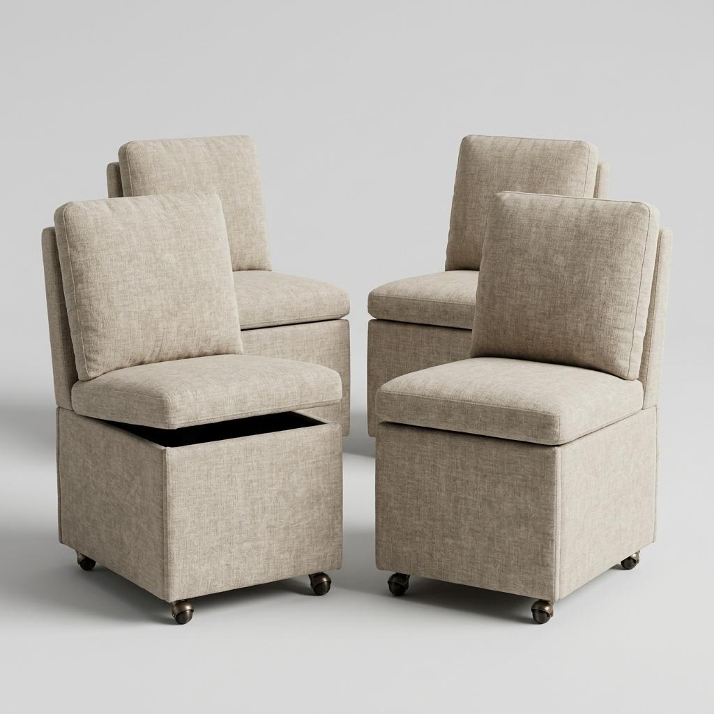 Linen Storage Caster Chairs - Set of 4