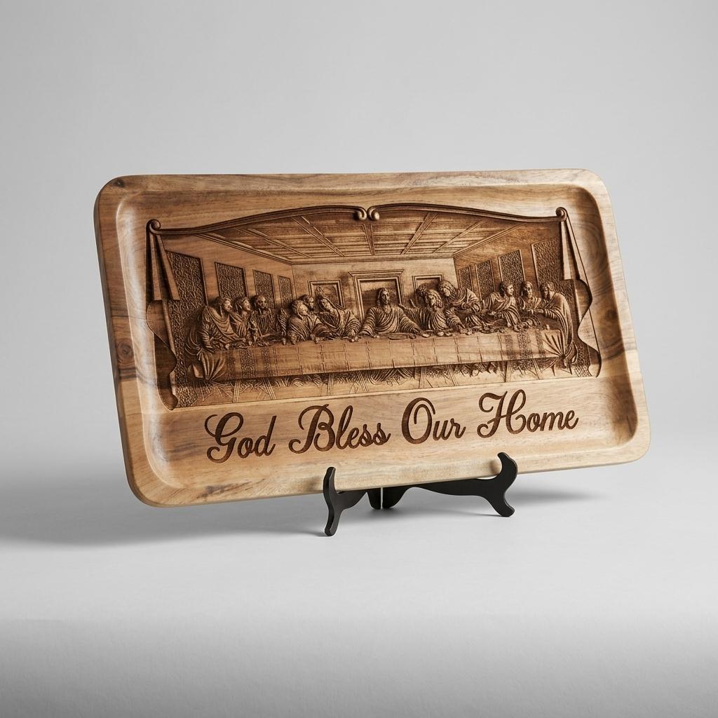 Engraved Wooden Last Supper Tray