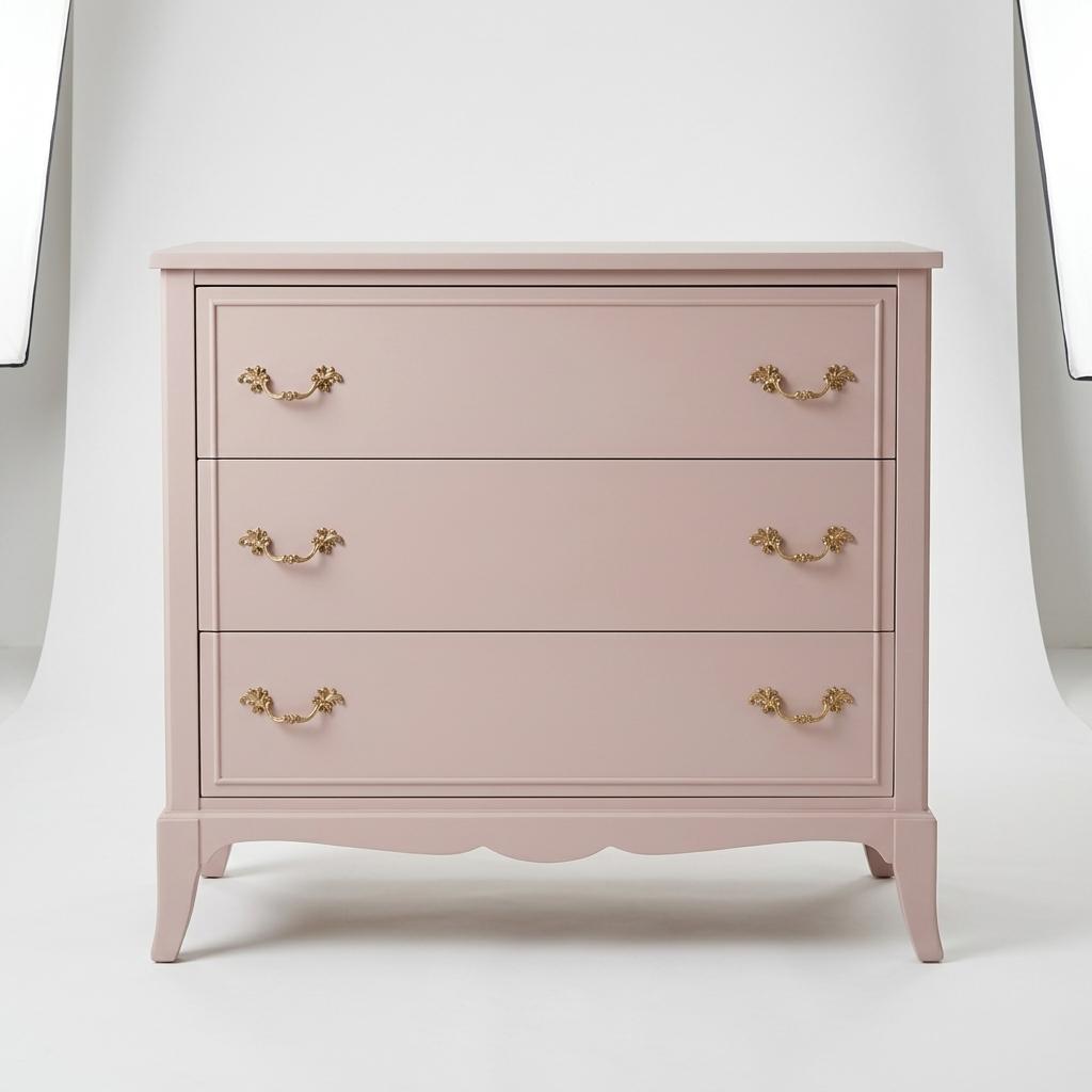 Pink French Provincial Three Drawer Chest