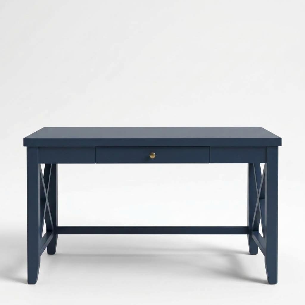 Navy Blue X-Frame Writing Desk