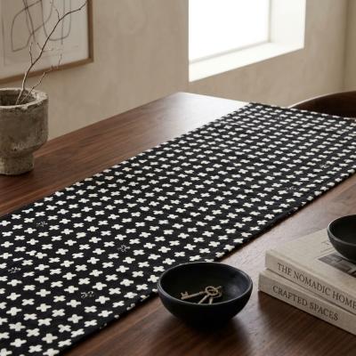 Black Embroidered Crosses Table Runner