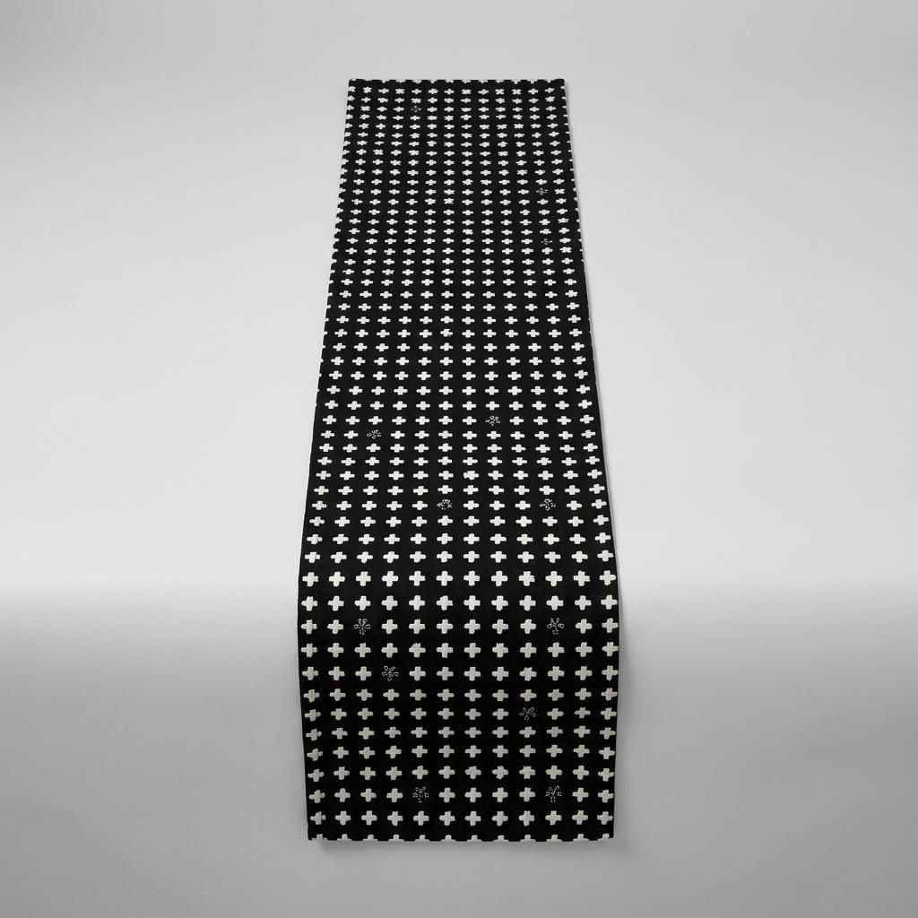 Black Embroidered Crosses Table Runner