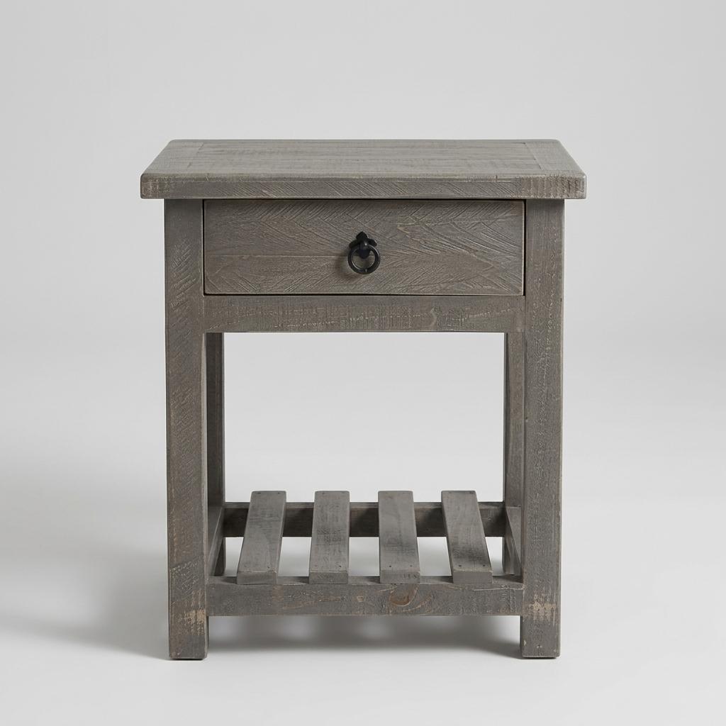 Rustic Grey Wooden End Table