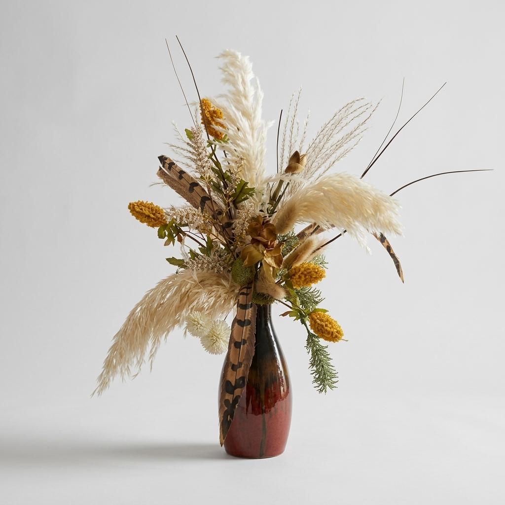 Ceramic Vase with Dried Botanical Arrangement