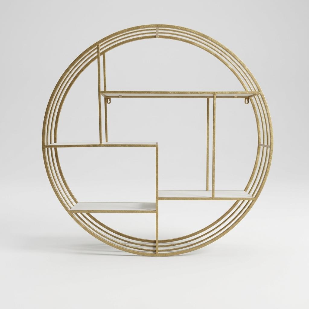 Gold and White Round Wall Shelf