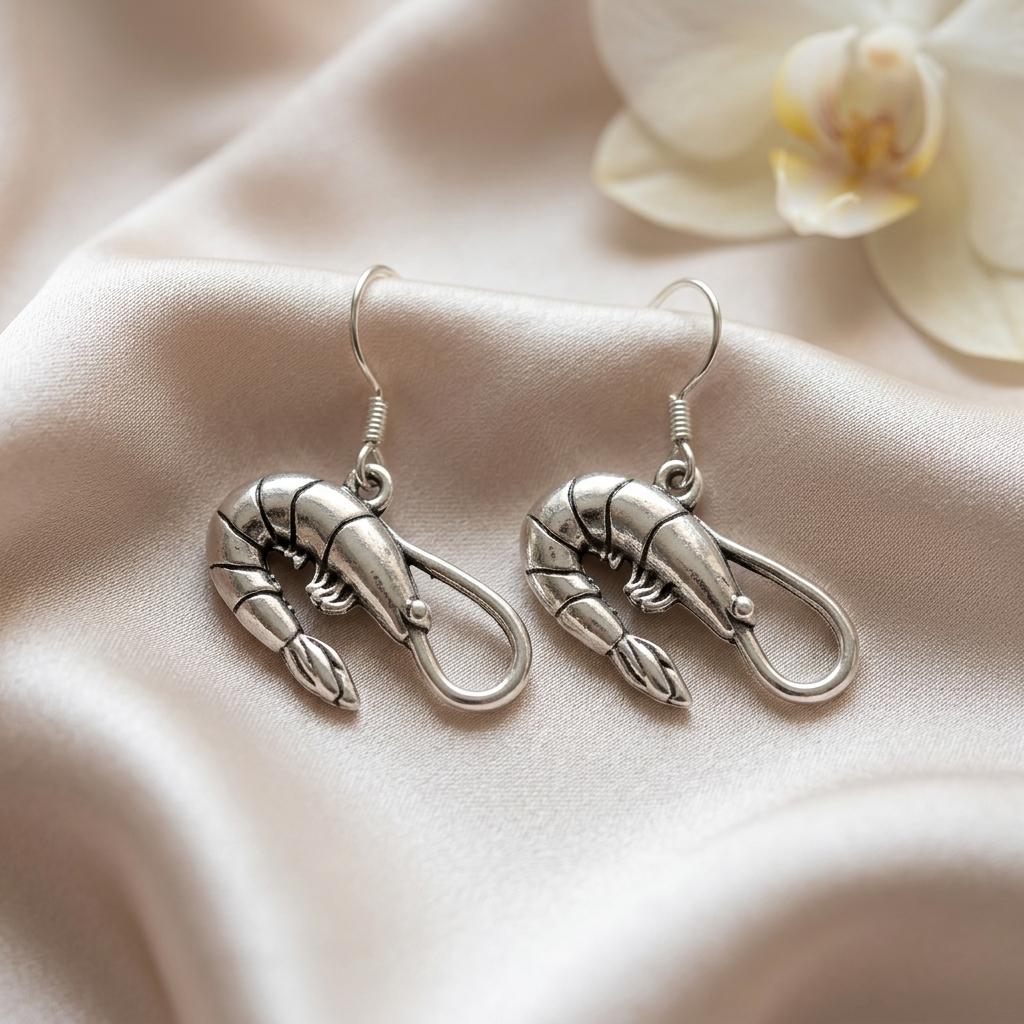 Sterling Silver Shrimp Dangle Earrings