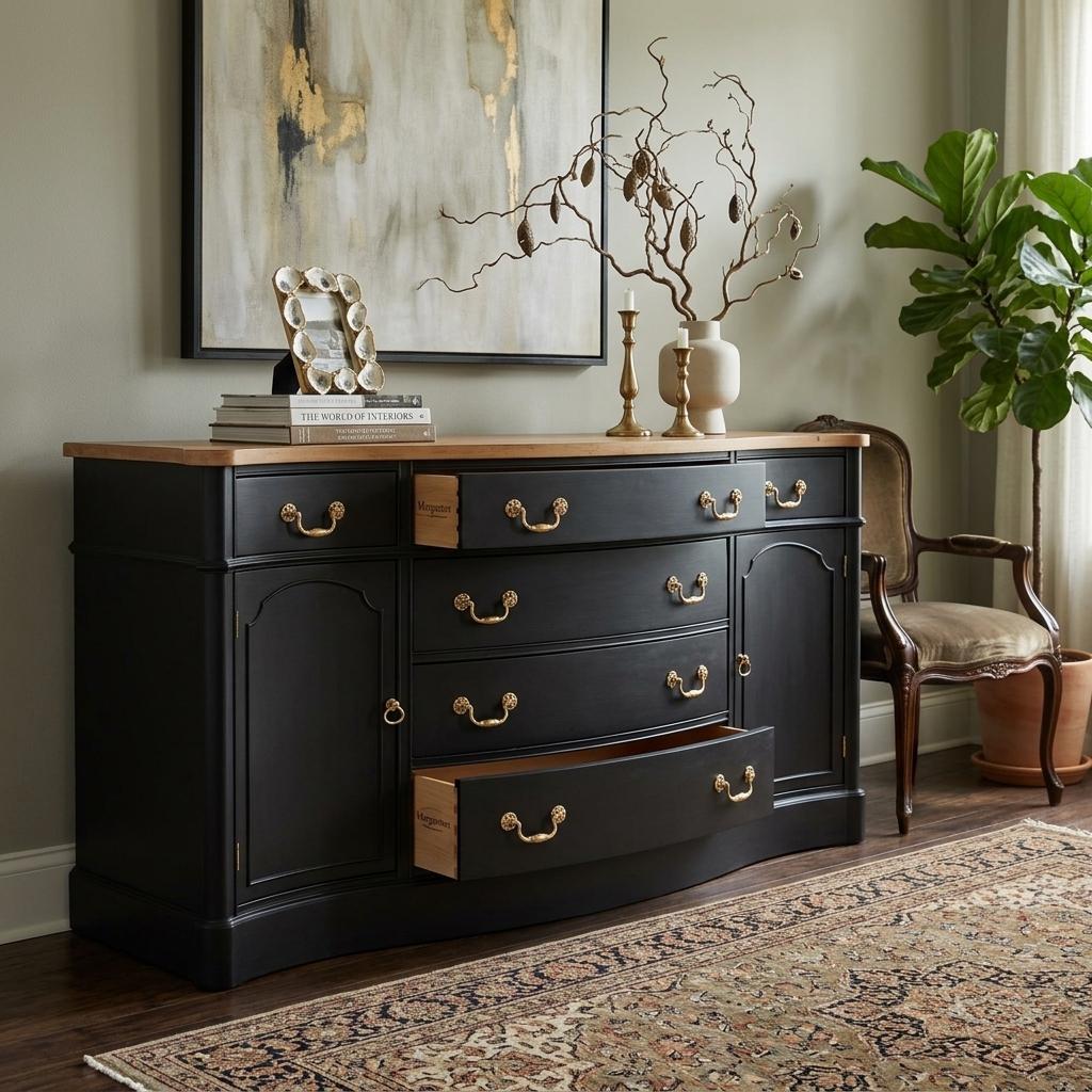 Morganton Black Bowfront Buffet