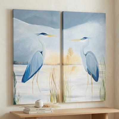 Marsh Survey Heron Canvas Painting