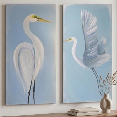 "Still Waters" Great Egret Acrylic Painting