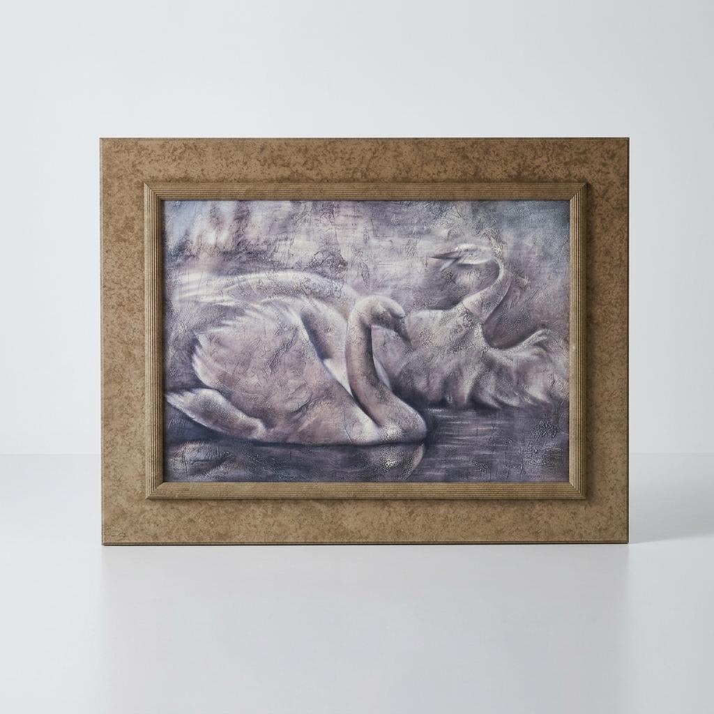 Framed Swans Textured Canvas Art