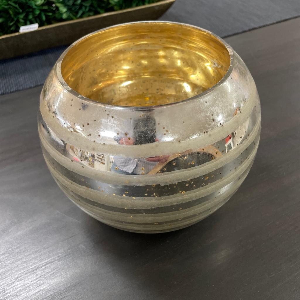 Medium Size Mercury Glass Bowl with Stripes