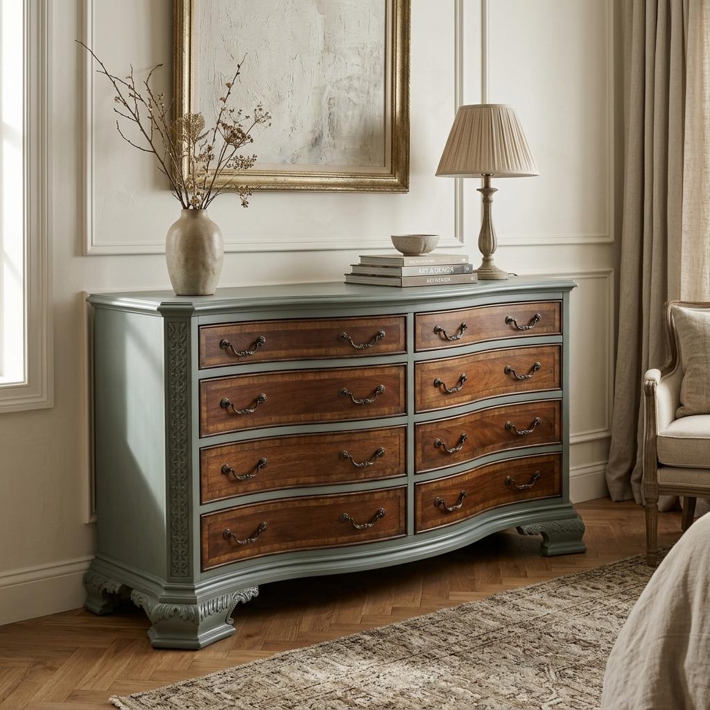Two-Tone Eight-Drawer Serpentine Dresser