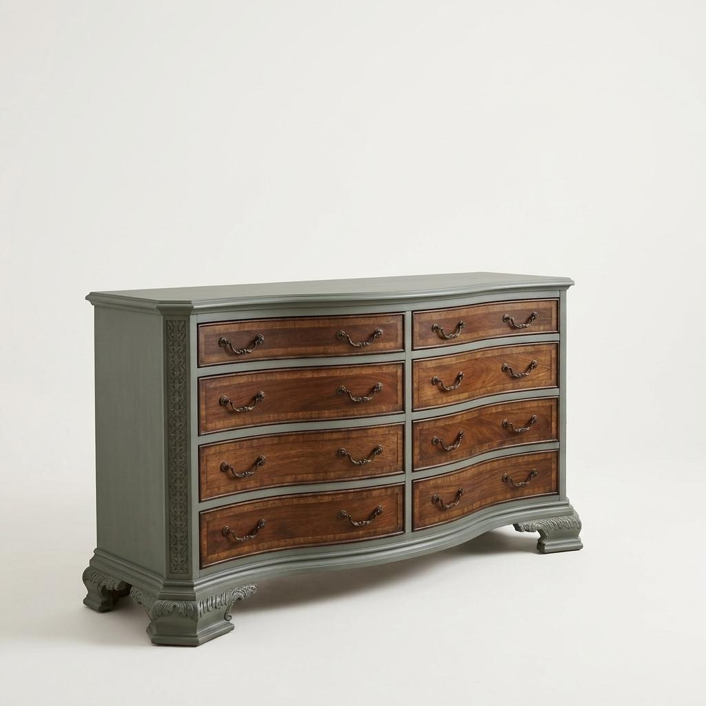 Two-Tone Eight-Drawer Serpentine Dresser