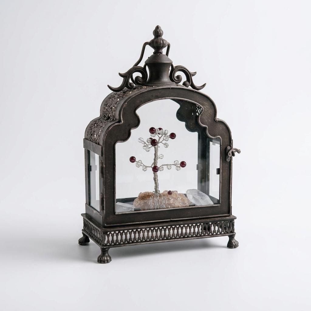 Wire Tree Crystal Lantern Lamp