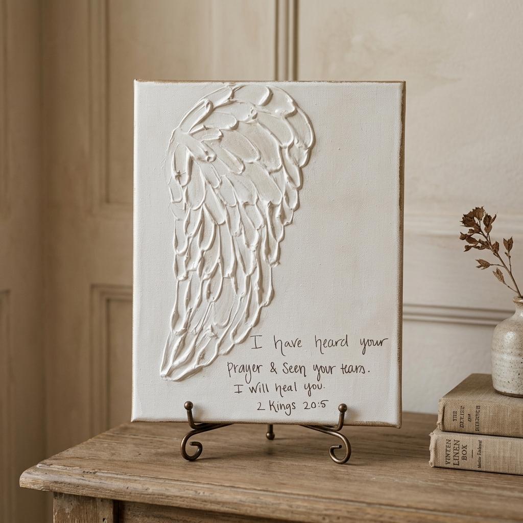 Shine On Angel Wing Scripture Canvas