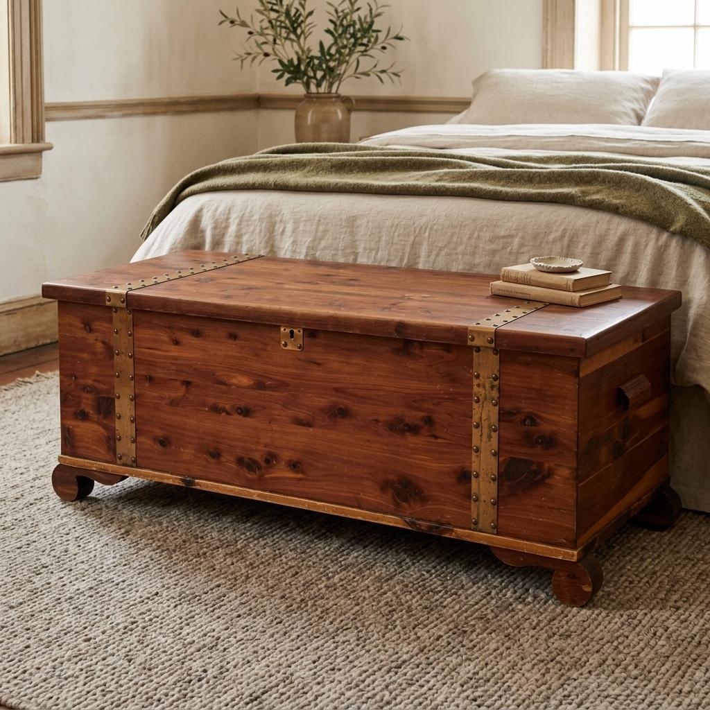 Vintage Cedar Chest with Brass Straps