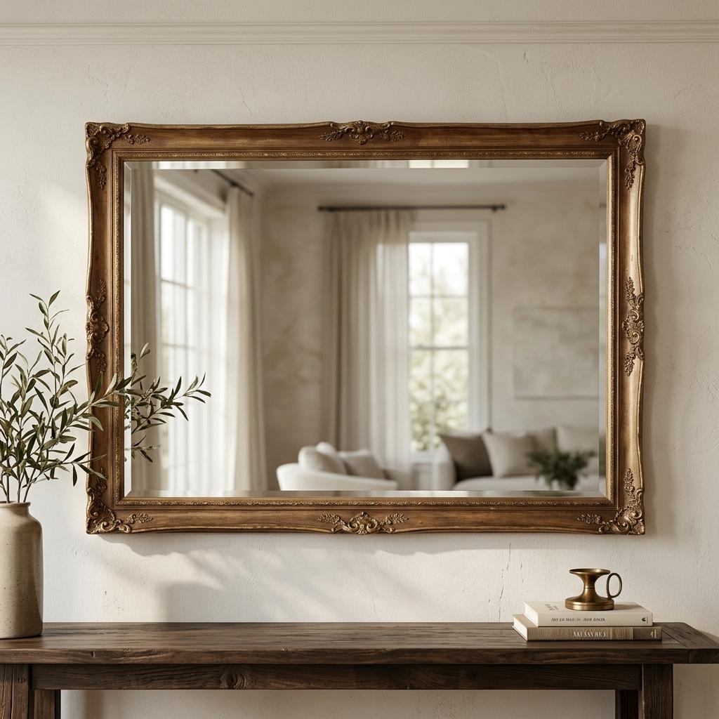 Gilt Ornate Beveled Wall Mirror