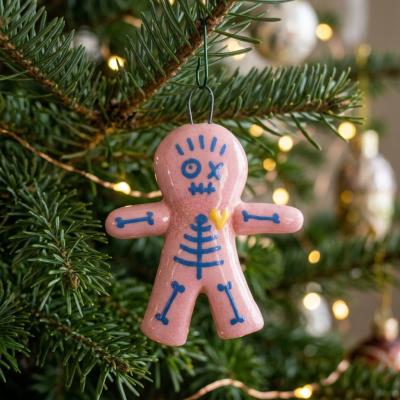 Pink Ceramic Voodoo Doll Ornament