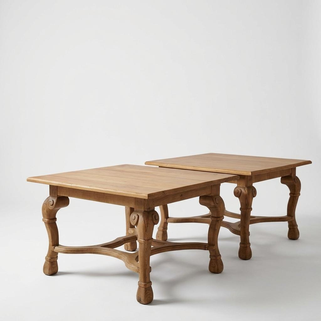 Pair of Carved Cypress Tables