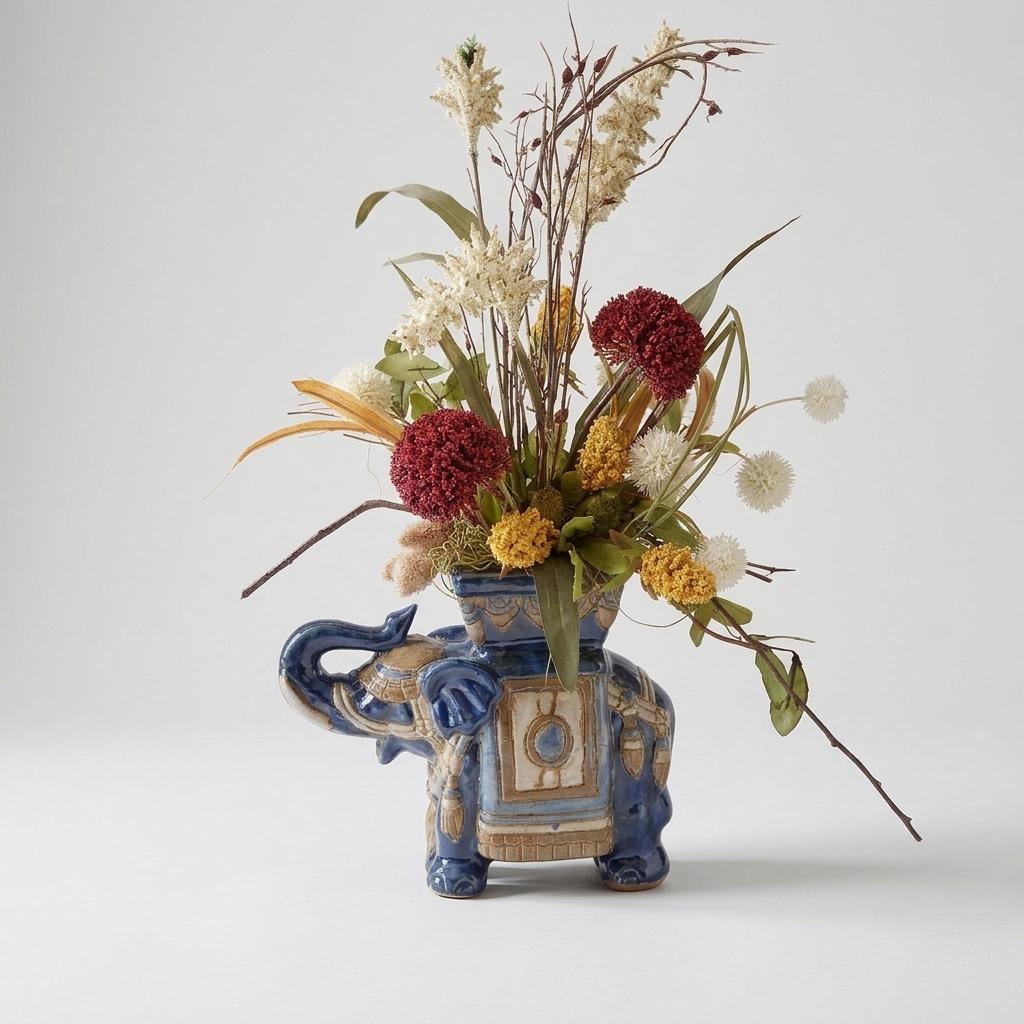 Ceramic Elephant Floral Arrangement