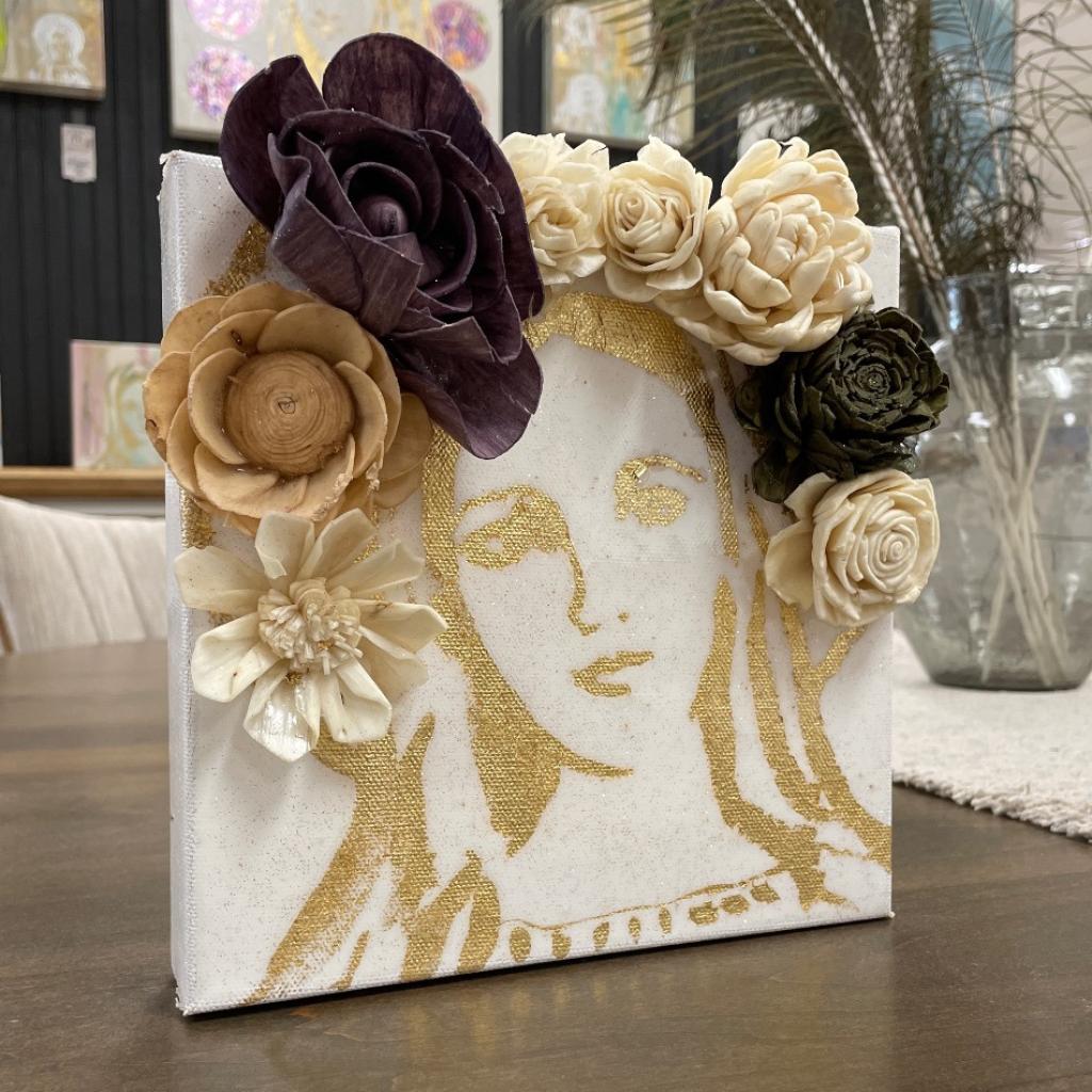 Floral Blessed Mother on Canvas