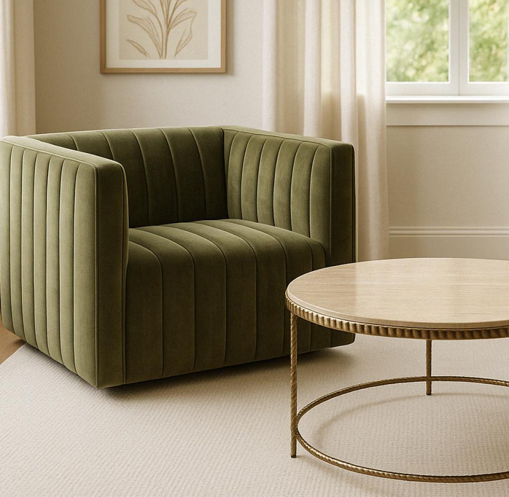 Green Channel Accent Chair
